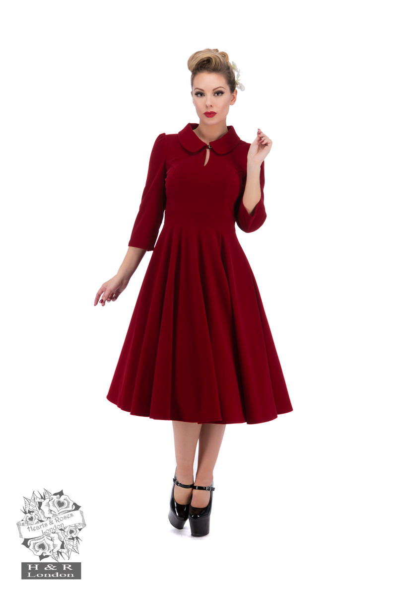 Glamorous Velvet  Tea Dress In Red